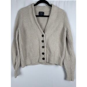 Abercrombie & Fitch Cardigan‎ Knit Ribbed Button Front Sweater Neutral Size S